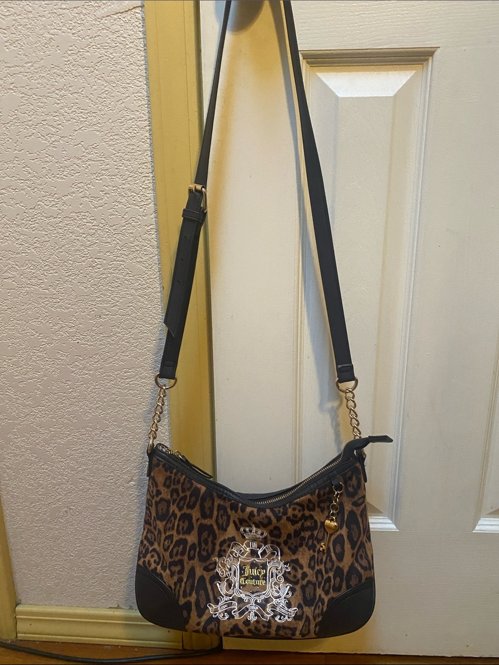Juicy Couture Leopard Print Crossbody in Brown and Black